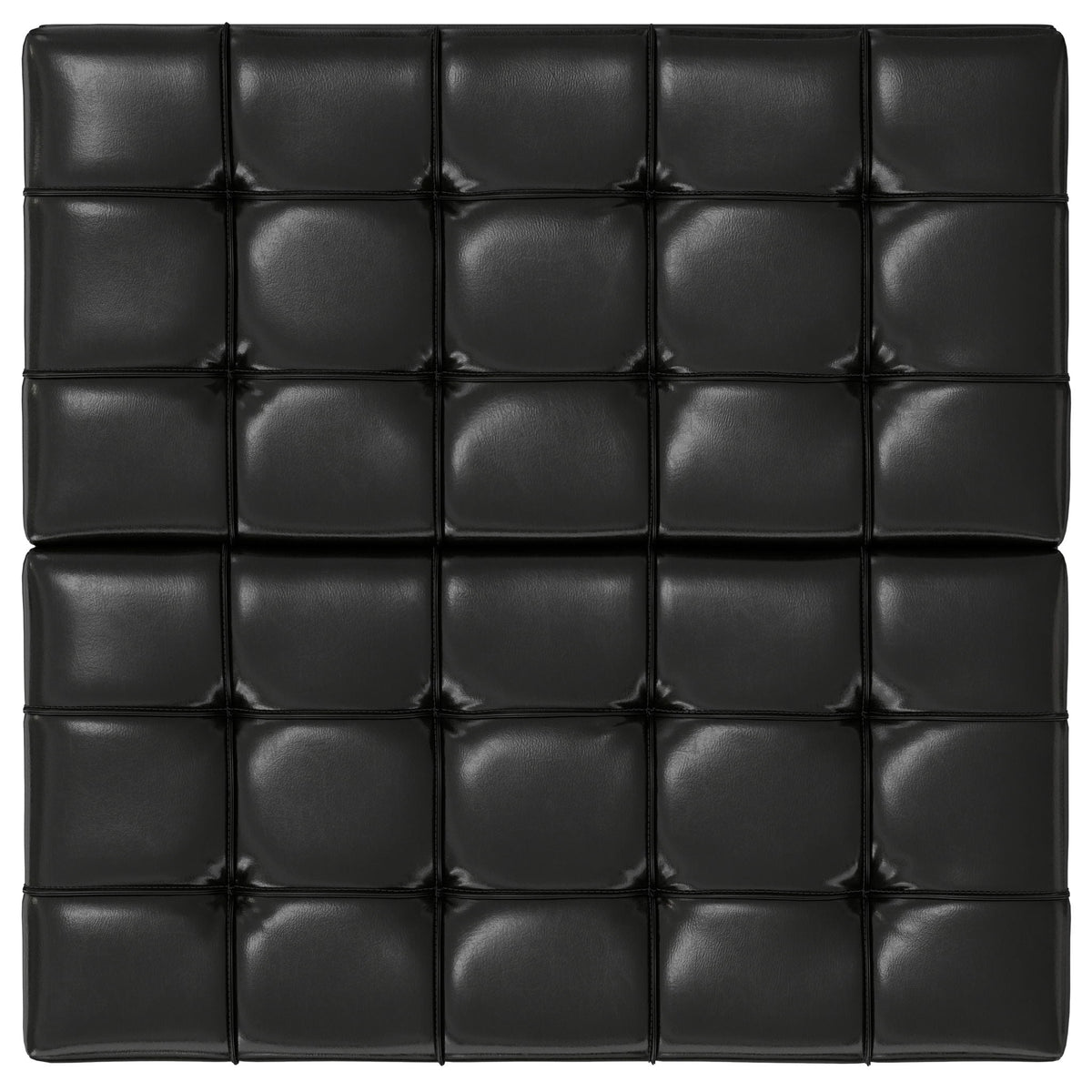 Harrison Tufted Lift Top Ottoman, black faux leather with square tufted panels by HouseOfZazla on Tampa Home & Garden Store