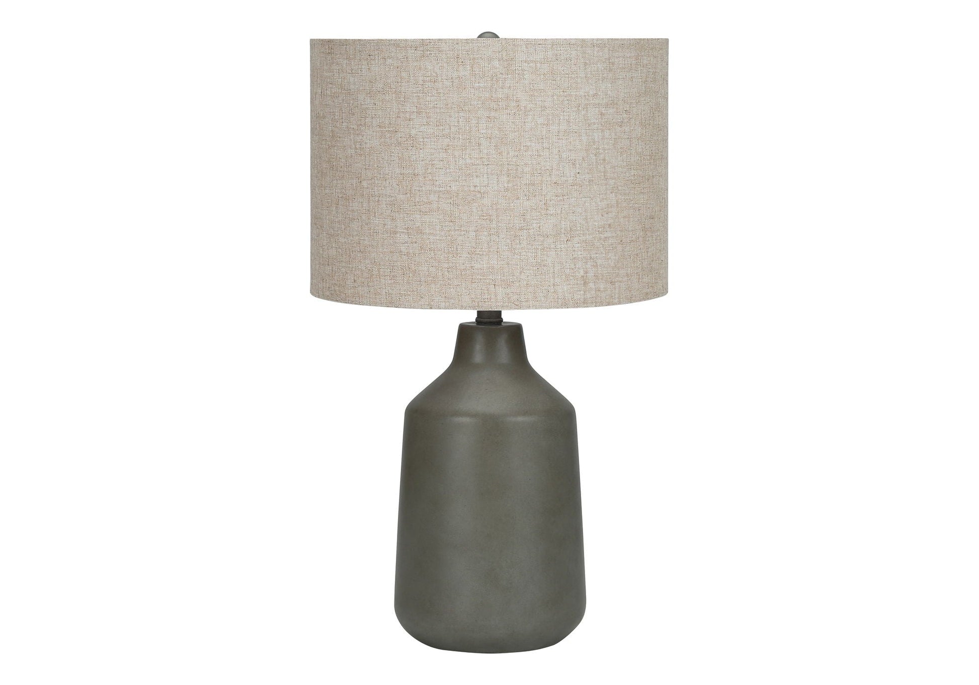 Table lamp with concrete gray base and beige linen drum shade HouseOfZazla on Tampa Home & Garden Store
