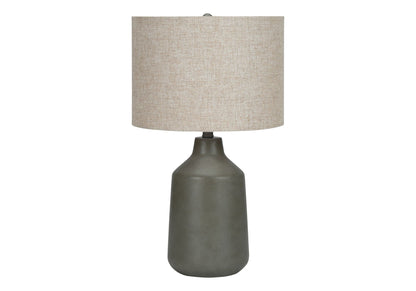 Table lamp with concrete gray base and beige linen drum shade HouseOfZazla on Tampa Home & Garden Store