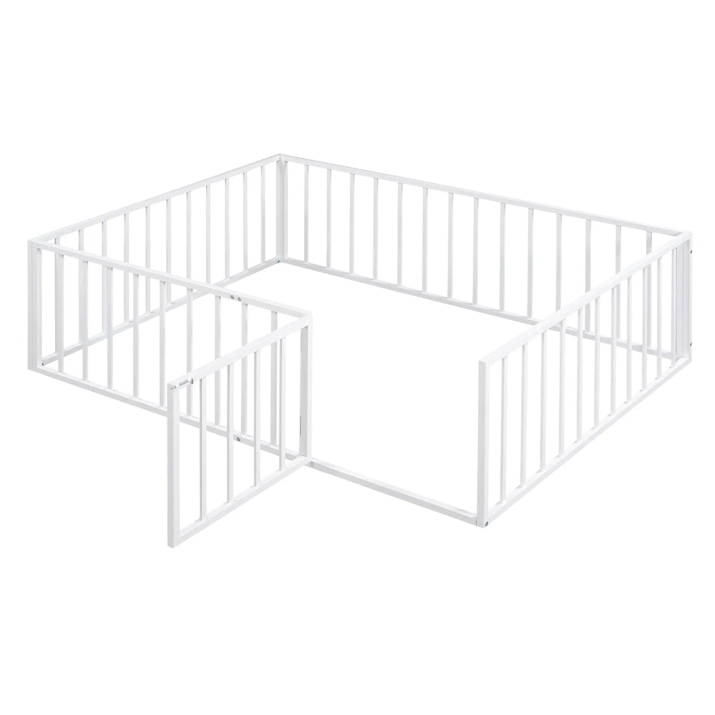 Metal Floor Bed Frame With Fence And Door, white metal panel bed by Unique Piece Furniture on Tampa Home & Garden Store