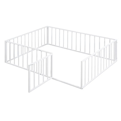 Metal Floor Bed Frame With Fence And Door, white metal panel bed by Unique Piece Furniture on Tampa Home & Garden Store