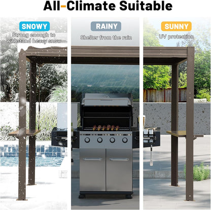 8x5 Ft Metal Grill Pergola with Adjustable Roof