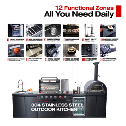 Black 125-inch double stainless steel gas outdoor kitchen grill by HouseOfZazla on Tampa Home & Garden Store