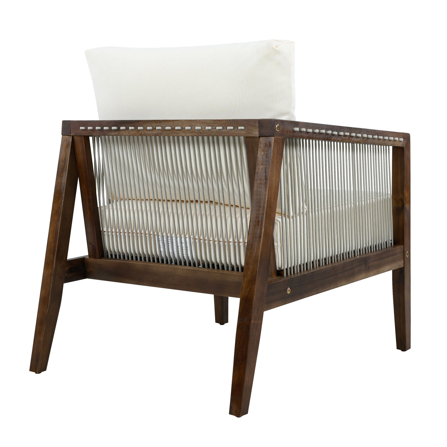 Solid Acacia Wood Outdoor Chair with Rope Back