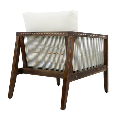 Solid Acacia Wood Outdoor Chair with Rope Back