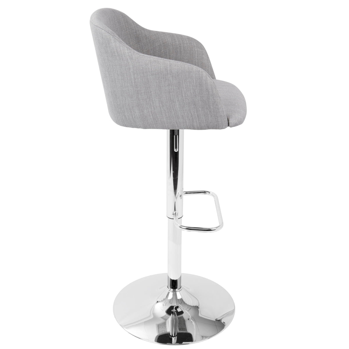 Contemporary adjustable barstool with swivel, light gray fabric upholstery, HouseOfZazla on Tampa Home & Garden Store