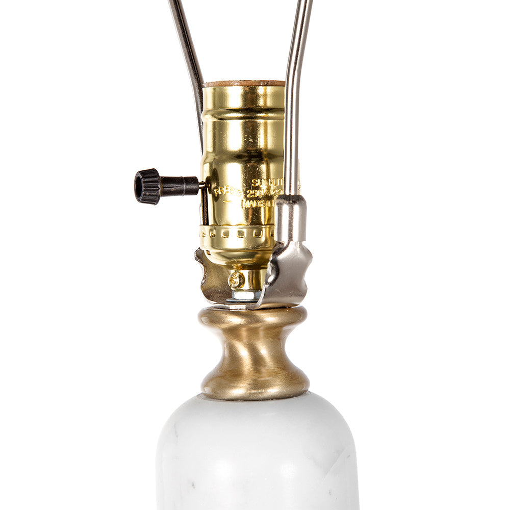 D15x26.5 Table Lamp by HouseOfZazla with brass socket, chrome harp arms, white glass base on Tampa Home & Garden Store