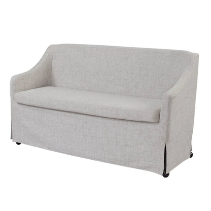 Slip Covered Settee with Casters in Beige