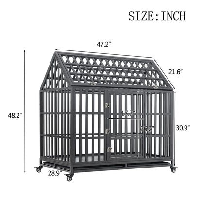 Heavy duty dog crate with lockable wheels, black metal cage by HouseOfZazla on Tampa Home & Garden Store