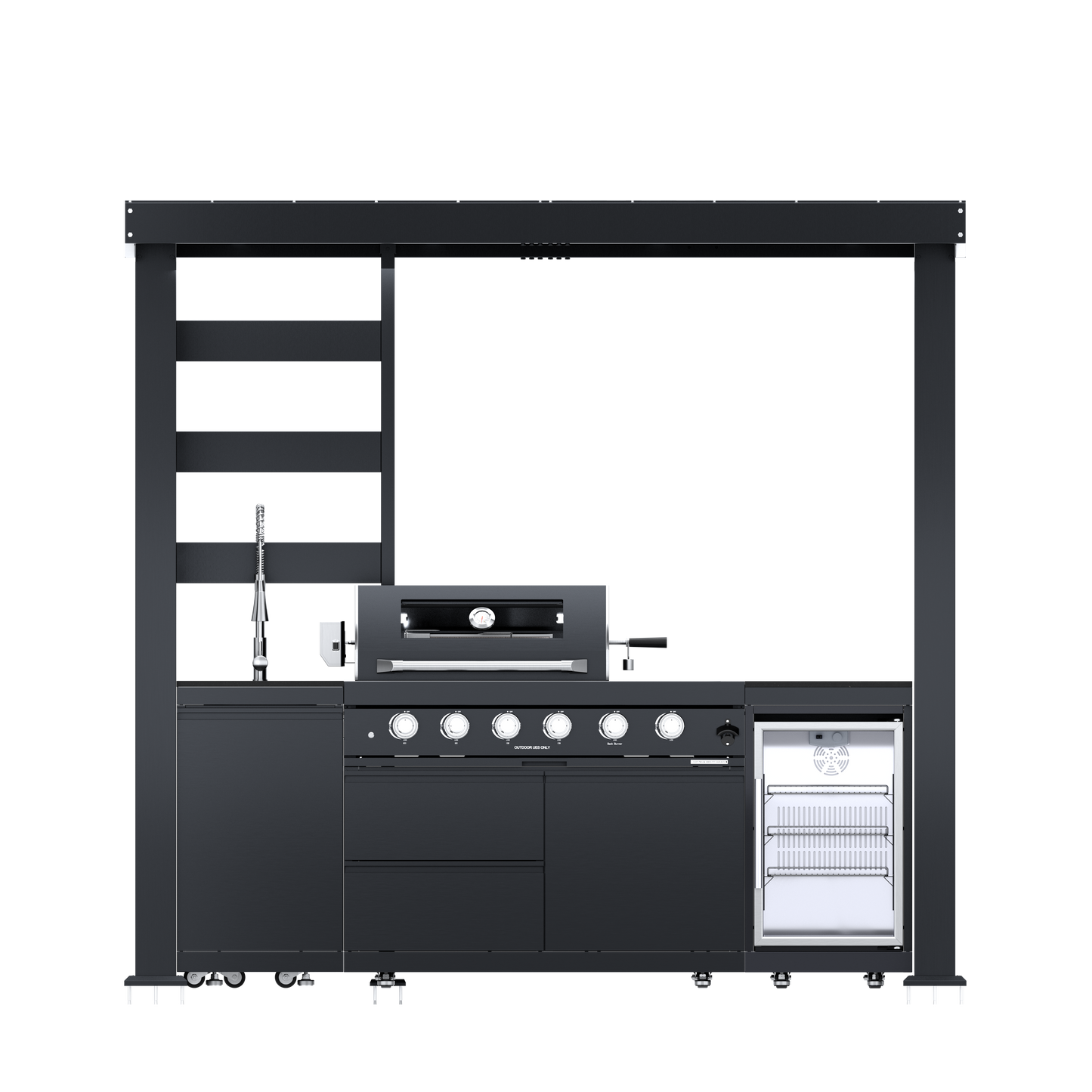 HouseOfZazla 97-Inch 4-Burner Deluxe Stainless Steel Outdoor Kitchen Grill in dark stainless on Tampa Home & Garden Store