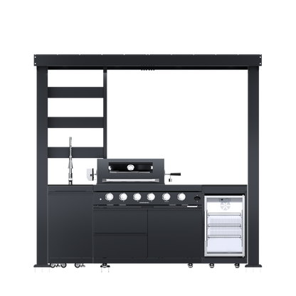 HouseOfZazla 97-Inch 4-Burner Deluxe Stainless Steel Outdoor Kitchen Grill in dark stainless on Tampa Home & Garden Store