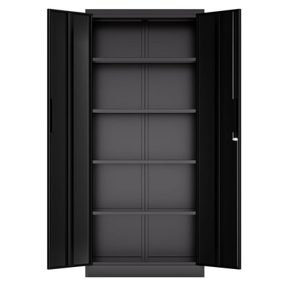 Steel garage storage cabinet, black metal with adjustable shelves and lock, HouseOfZazla on Tampa Home & Garden Store