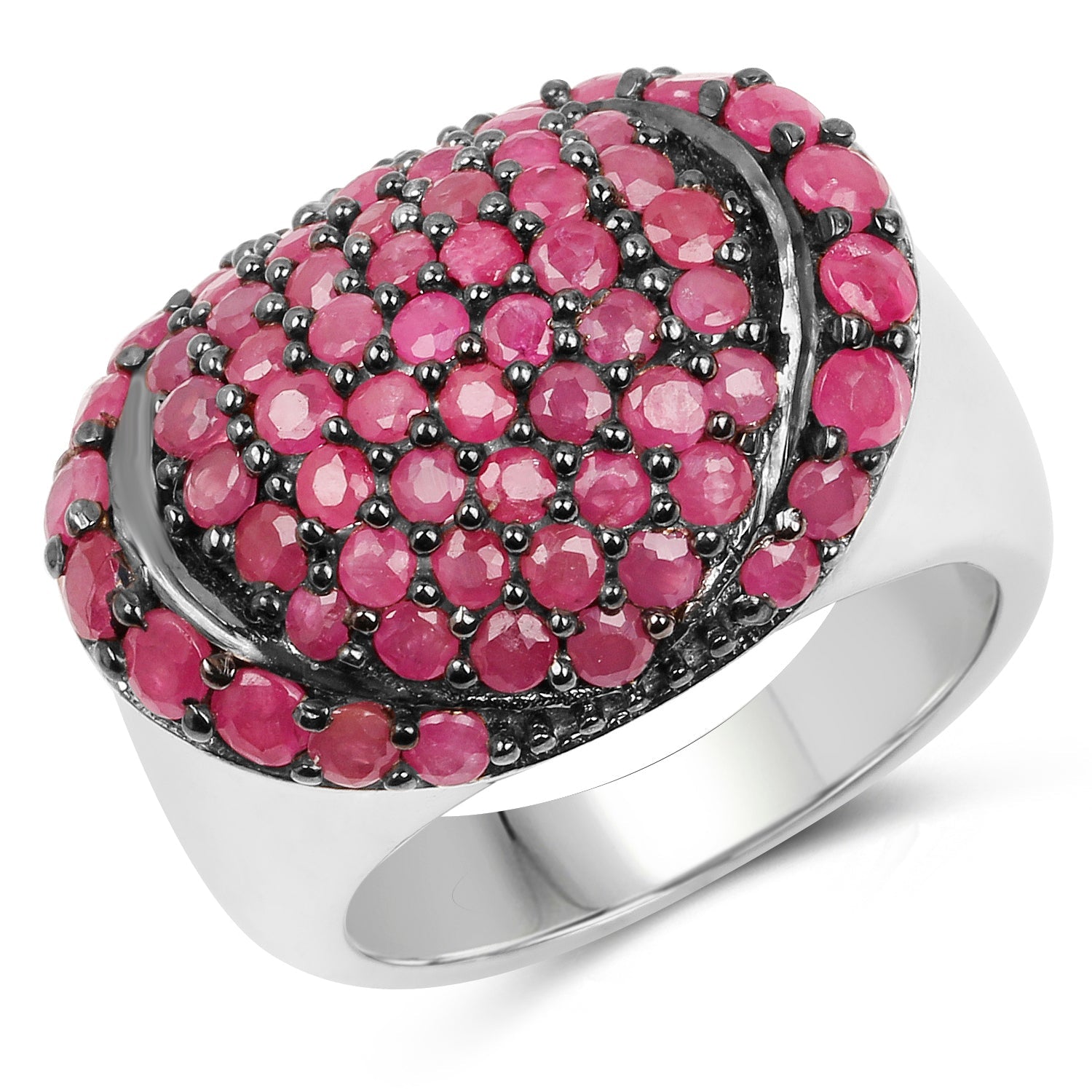 Ring: 3.35ct genuine pink ruby cluster set in .925 sterling silver on Tampa Home & Garden Store
