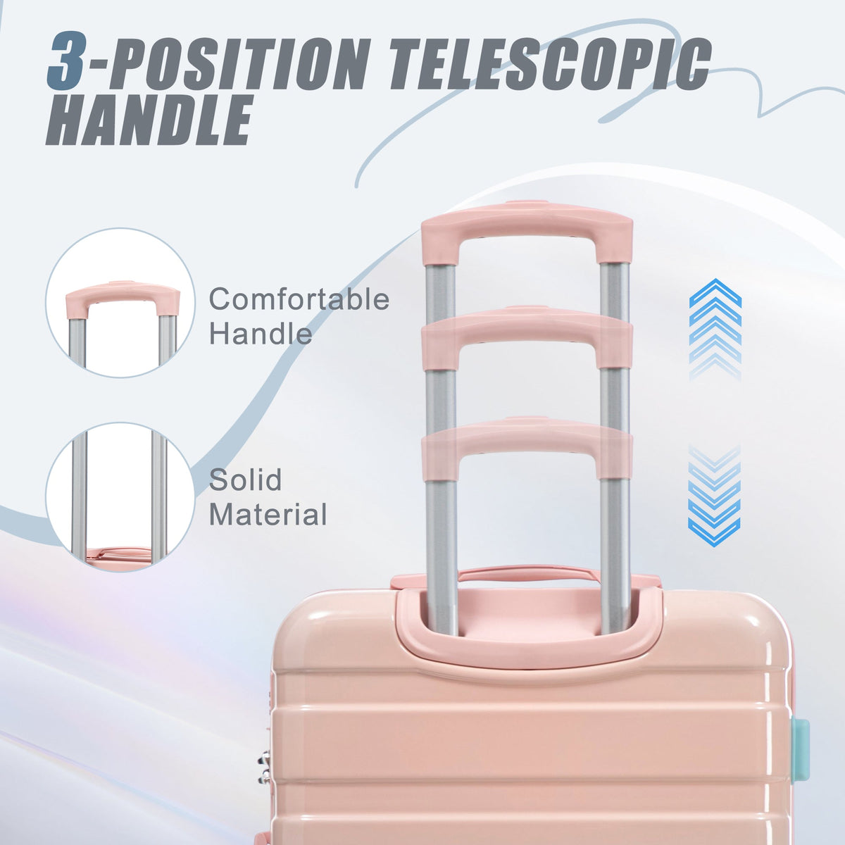 3-piece gradient color hard shell luggage set by HouseOfZazla with pink-tinted tops on Tampa Home & Garden Store