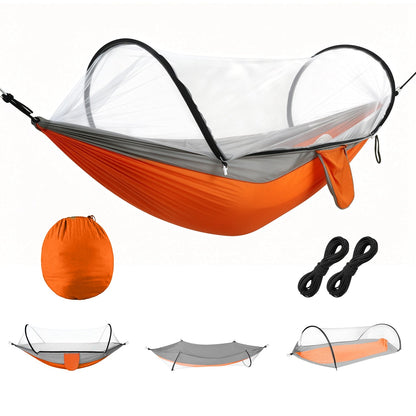 Camping hammock with mosquito net by GemGear, orange/gray, 440lb capacity, 3-in-1 portable on Tampa Home & Garden Store