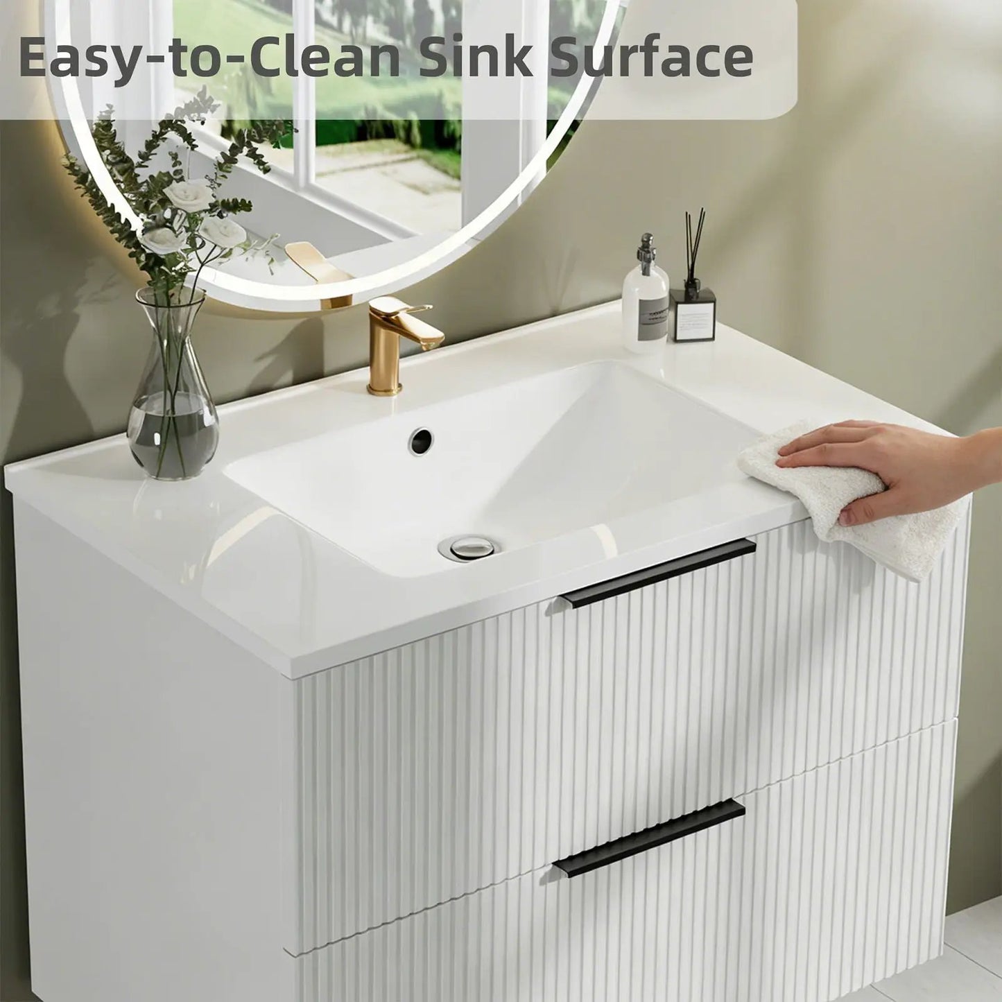 Floating Wall Mounted Vanity Sink and Drawers