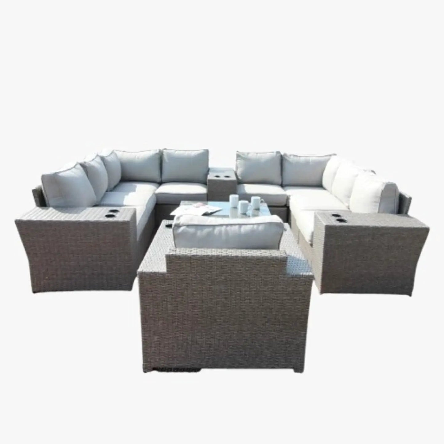 Outdoor Wicker Sectional with Weather Cushions