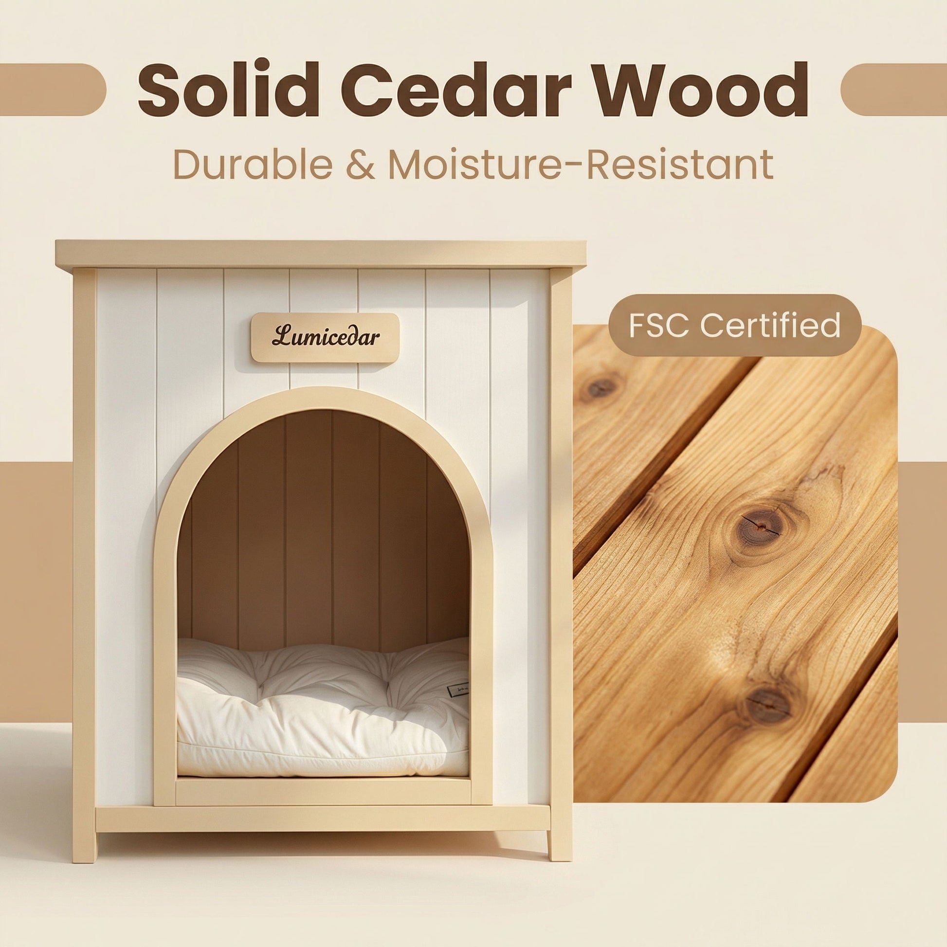 HouseOfZazla indoor dog house with removable cushion in cream white and light yellow on Tampa Home & Garden Store