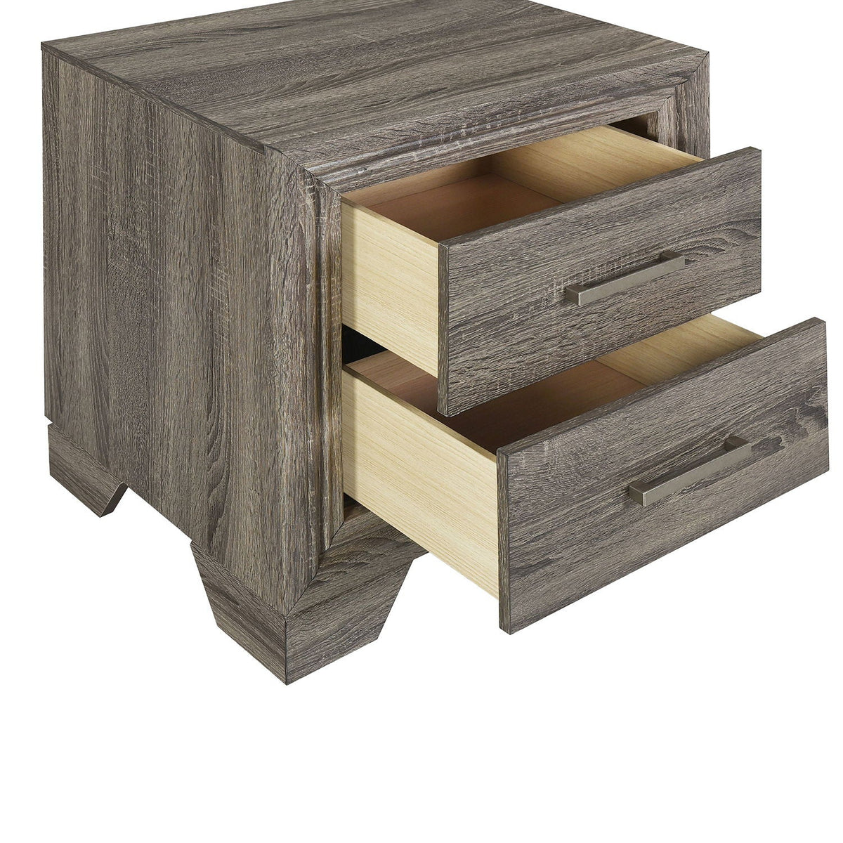 Funston 4 Piece Queen Bedroom Set oak finish nightstand with two drawers on Tampa Home & Garden Store