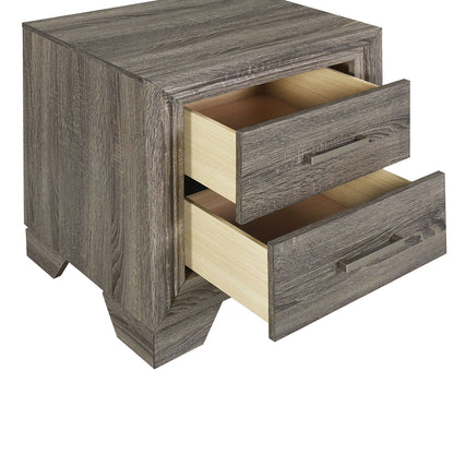 Funston 4 Piece Queen Bedroom Set oak finish nightstand with two drawers on Tampa Home & Garden Store