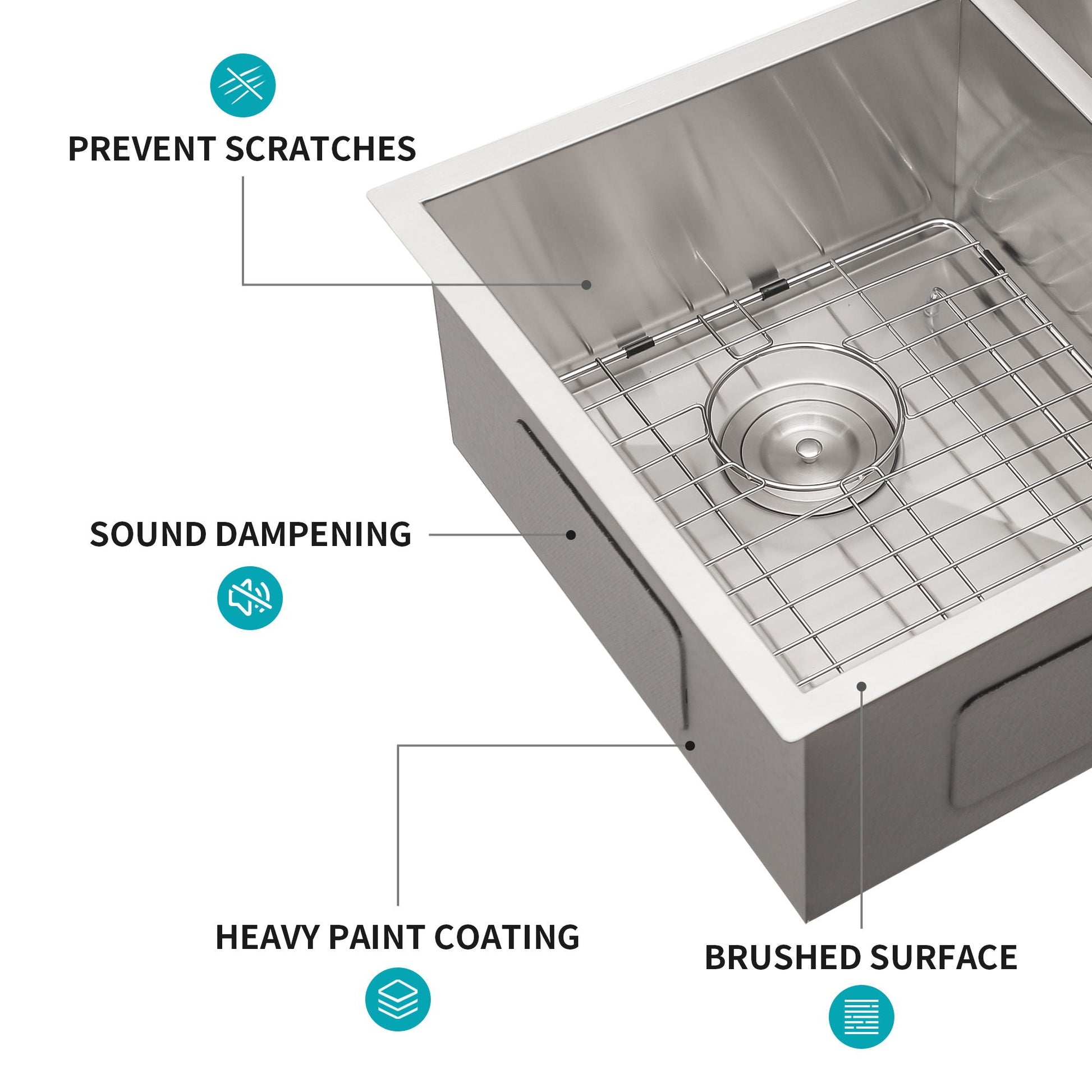 16-gauge brushed nickel undermount dual-mount double bowl kitchen sink HouseOfZazla on Tampa Home & Garden Store