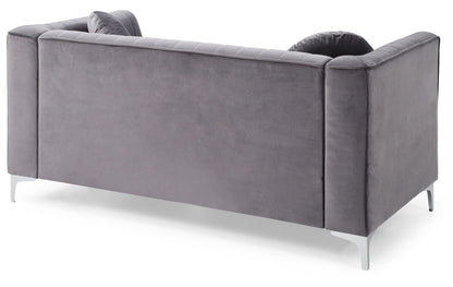 Glam Styled Micro Suede Loveseat, gray micro suede, channel quilting, HouseOfZazla on Tampa Home & Garden Store