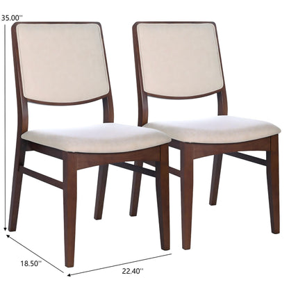 Beige Linen Dining Chair Set of 2 with Padded Seats, Skylar by HouseOfZazla, dark wood frame on Tampa Home & Garden Store