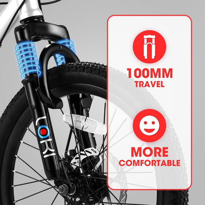 20-Inch Kids Mountain Bike by GemGear with front suspension forks and 7-speed on Tampa Home & Garden Store