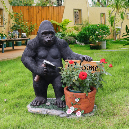 Outdoor Garden Chimpanzee Planter and Resin Pot