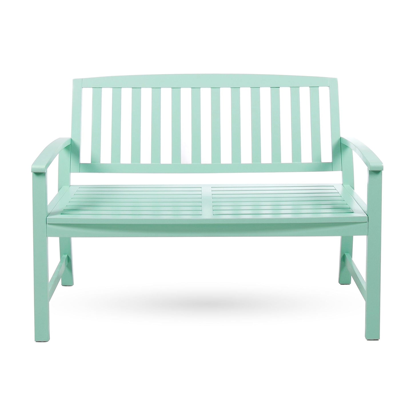 Loja Farmhouse Bench indoor outdoor mint green slatted back and seat HouseOfZazla on Tampa Home & Garden Store