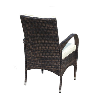 2-Piece Liberatore outdoor dining chairs with beige cushions in dark brown wicker by HouseOfZazla on Tampa Home & Garden Store