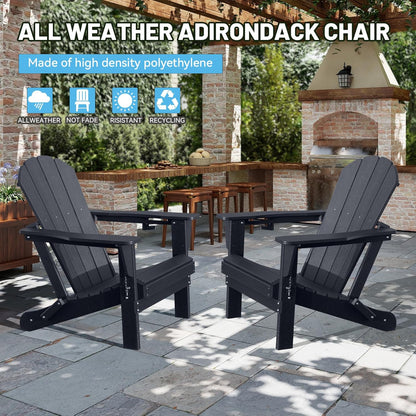 Set of Two Hdpe Folding Adirondack Garden Chairs