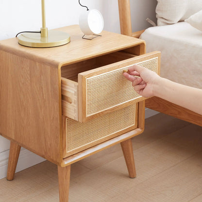 Bedside Cabinet in natural beech with cane-woven drawer fronts by Unique Piece Furniture on Tampa Home & Garden Store