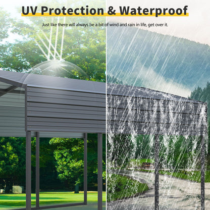 10 x 15 Ft Galvanized Steel Carport and Charcoal