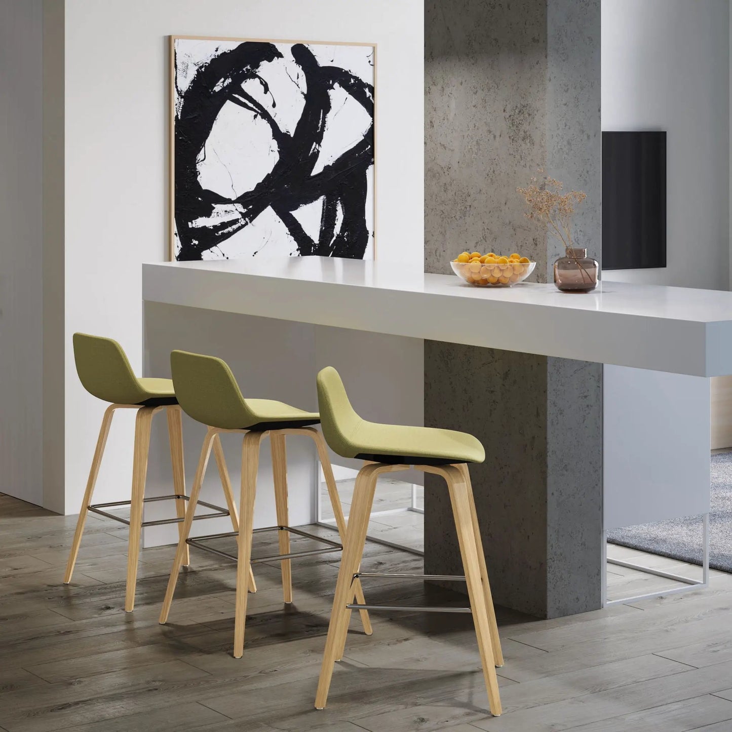 Randolph Bentwood upholstered counter/bar stools set of 2 olive fabric and wood legs on Tampa Home & Garden Store