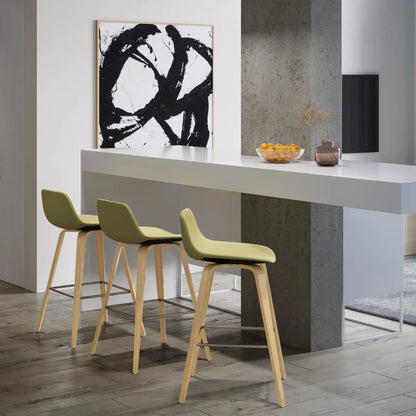 Randolph Bentwood upholstered counter/bar stools set of 2 olive fabric and wood legs on Tampa Home & Garden Store