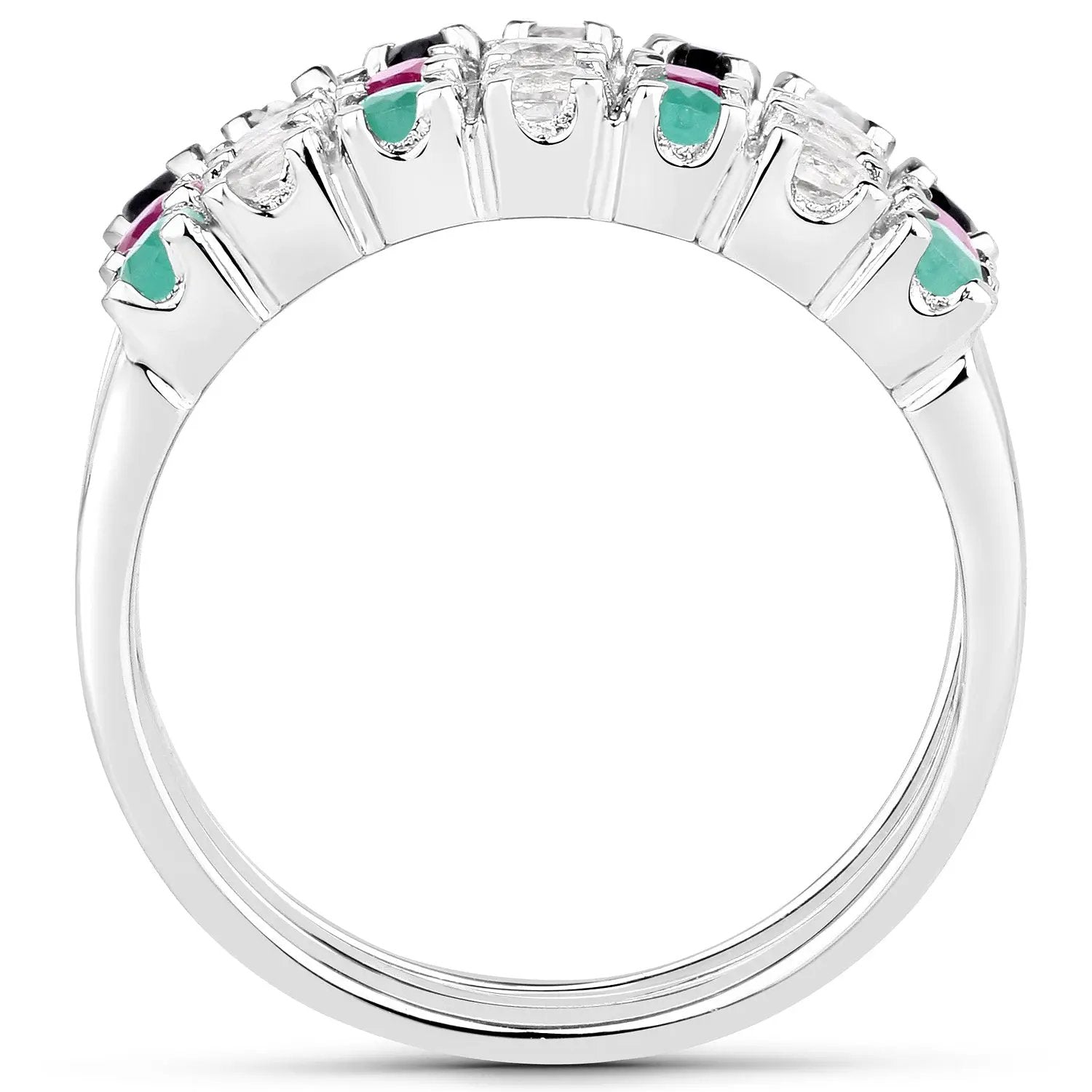 1.44ct genuine multistone sterling silver ring with teal and pink accents and clear stones on Tampa Home & Garden Store