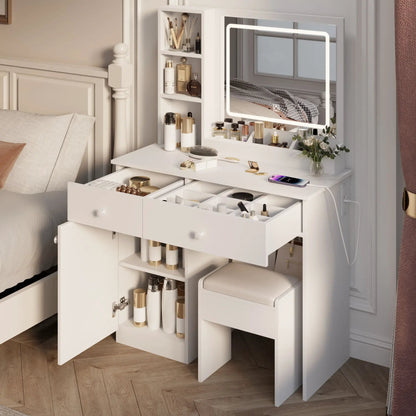 Vanity Desk With Mirror and Adjustable Lights