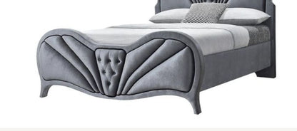 Dante Queen Upholstered Bed and Gray Velvet