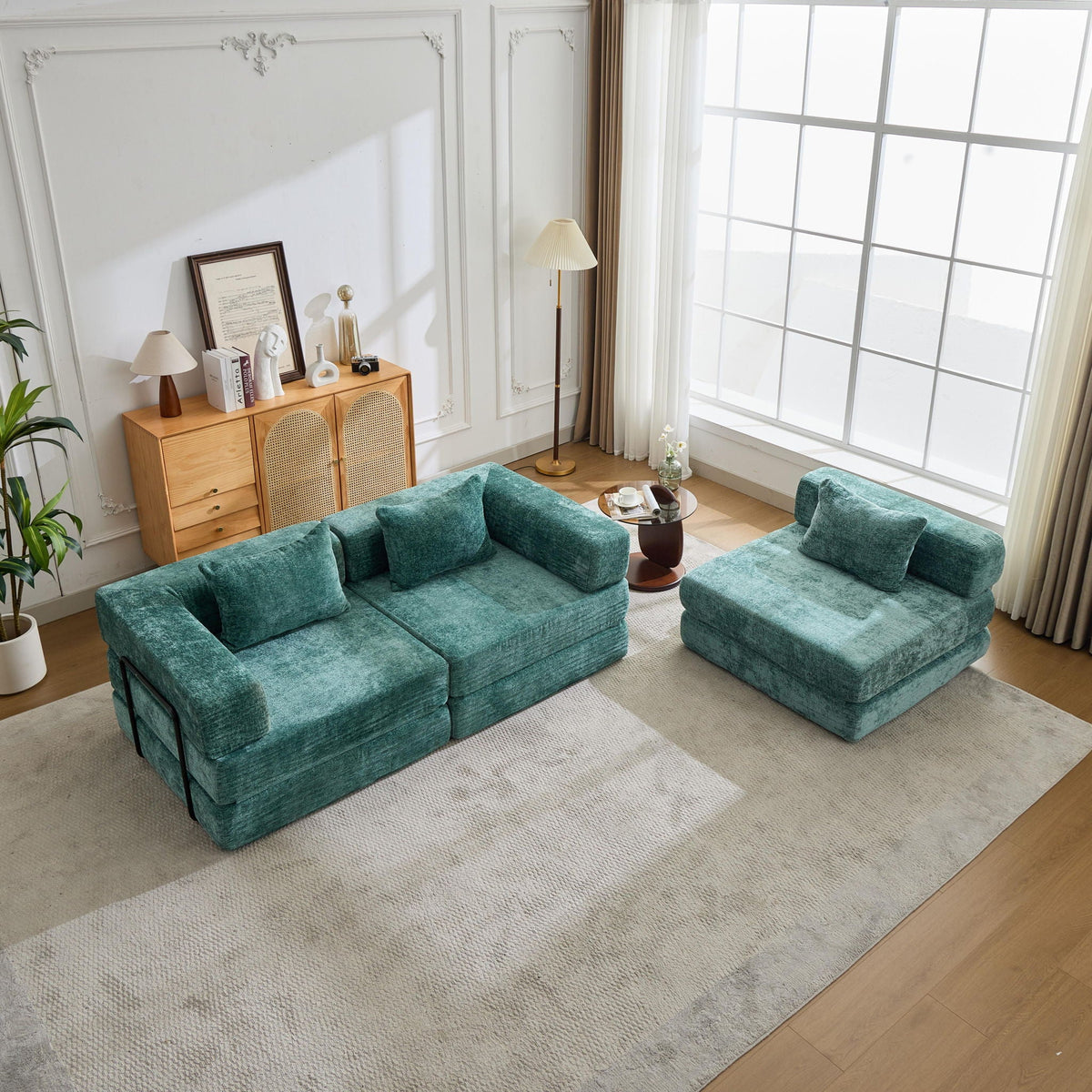 Convertible floor sofa bed teal modular futon sofa by HouseOfZazla for living room on Tampa Home & Garden Store