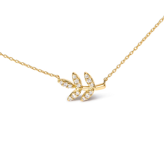 Pendant necklace 10K yellow gold diamond leaf and branch design on 18-inch chain by Bids.com on Tampa Home & Garden Store