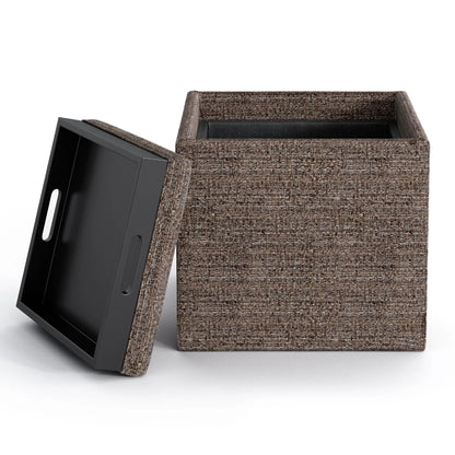 Rockwood Upholstered Cube Ottoman with Tray