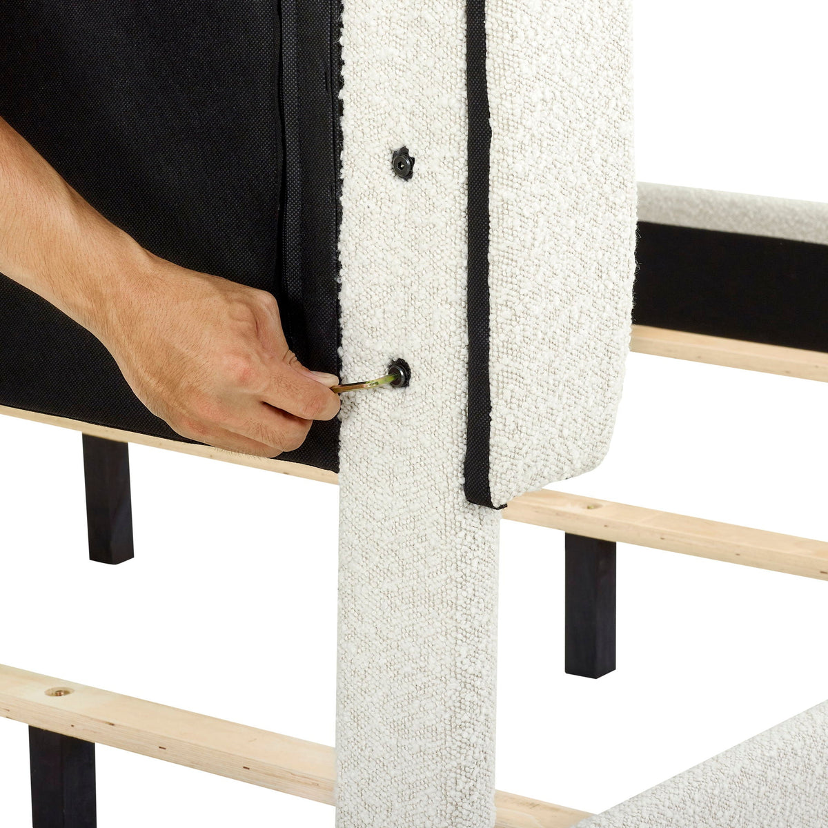 Platform Bed with Upholstered Headboard and Frame