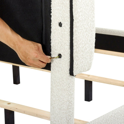 Platform Bed with Upholstered Headboard and Frame