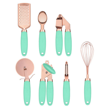 Perfecsy copper-plated kitchen gadget set with mint handles, 9 pieces on Tampa Home & Garden Store