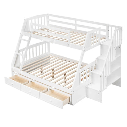 Bunk Bed With Drawers, Ladder And Storage Staircase white finish by Unique Piece Furniture on Tampa Home & Garden Store