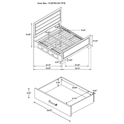 Oatfield Panel Bed by HouseOfZazla with paneled headboard and two storage drawers on Tampa Home & Garden Store