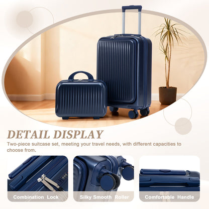 HouseOfZazla 14'/20' ABS spinner luggage set navy blue, 2 pieces on Tampa Home & Garden Store