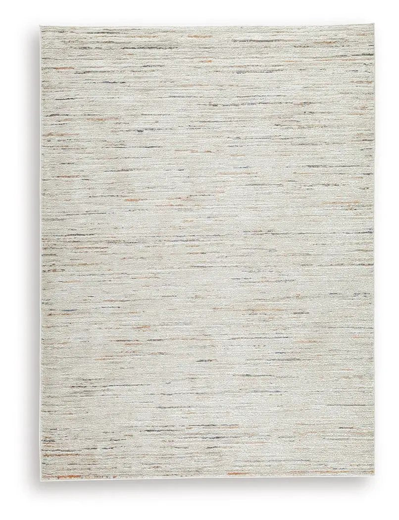 Harjot Area Rug with Subtle Stripe in Cream Gray