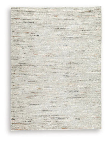 Harjot Area Rug with Subtle Stripe in Cream Gray
